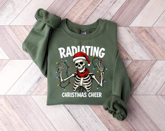Radiating Christmas Cheer Sweatshirt, Skeleton Christmas Light tShirt, Xray Technician Holiday Tee Shirt, Xray Tech Christmas Season Sweater