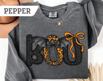 Comfort Colors®Boo Bat Halloween Shirt, BOO Bat Sweatshirt, Halloween Boo Tee,Halloween Tee Gift,Halloween Tshirt,Spooky Season sweatshirt