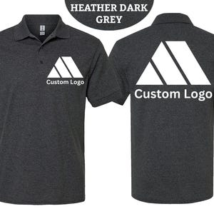 Polo personalizado de doble cara, polo con logotipo/texto personalizado en la parte delantera y trasera, polo con estampado en la parte delantera y trasera, polo a juego para negocios y trabajo.
