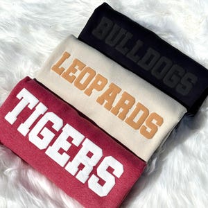 Personalized Embossed Team Name T-shirt, Metallic Puff Print, Puff School Sports, Trendy Custom School Tee, Puff Print Mascot Shirt