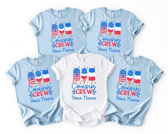 Personalized Cousin Crew Matching 4TH of July Shirts,Custom The Cousin Crew T-shirts,4th Of July Youth Family Tees,American Kids Shirts Gift