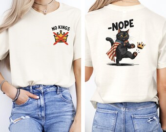 Nope Cat Shirt, No Kings Black Cat Tee, Funny Cat Lover Tshirt, Sarcastic Cat Hoodie, Grumpy Cat Sweatshirt, Pet Owner Gift, Anti Social Cat