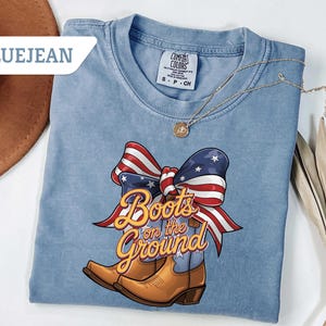 Comfort Colors®Boots on the Ground Coquette Shirt,Where Them Fans At Bow T-Shirt, Rodeo Cowgirl Tee,American Bow Western Country Shirt Gift
