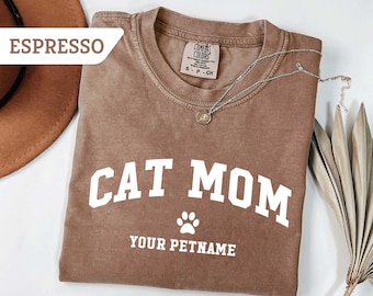 Camiseta personalizada para mamá gata Comfort Colors®, camiseta para mamá gata, regalos para mamá gata, camiseta para mamá gata, camiseta personalizada para mascota, nueva mamá gata, camiseta para papá de gato