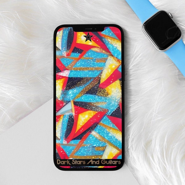 Glam Rock i Phone Wallpaper Background, Modern Phone,  70s style , Guitar Bowie Biba Inspired ,Digital Download, phone art fashion glamour