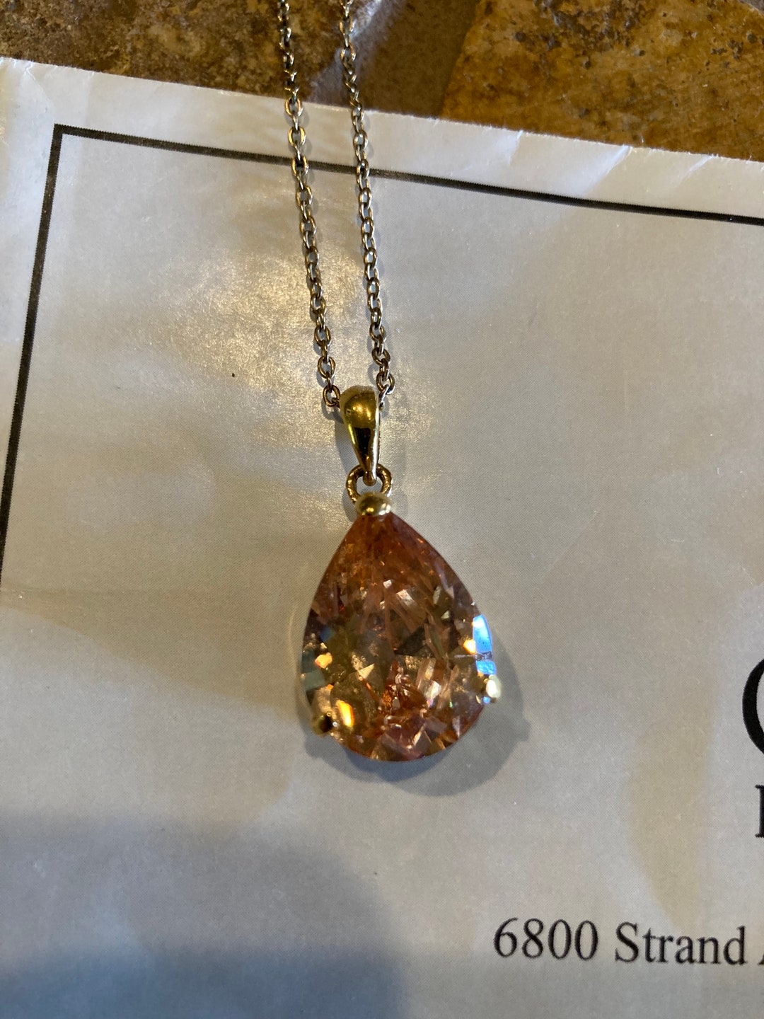 Large Teardrop Pendant Necklace Etsy