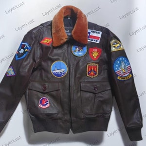 A-2 Flight Maverick Cruise T-G Jacket, Men Bomber Jacket With Fur, Leather Cosplay Jacket