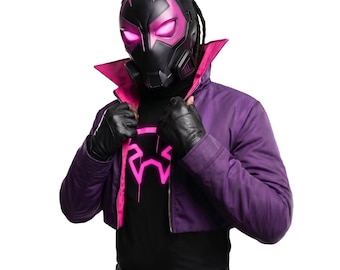 Spider-Verse Prowler Cropped Jacket – Purple Fleece Cosplay Jacket