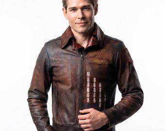 Bombsight Inspired Leather Jacket, Mason Vought Rising Cosplay, The Boys Costume