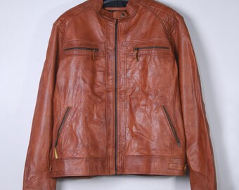 Men's Real Leather Jacket | Quilted Cafe Racer Jackets, 90s Retro Biker Jacket | Gift For Him