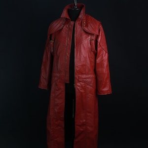 DMC Dante Maroon Coat, Devil May Cry 5 Cosplay Costume, Dante Leather Trench Coat
