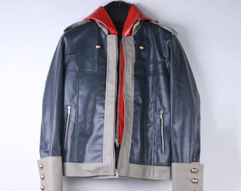 Inspired By KH4 Sora Jacket, Cosplay Hooded Leather Jacket