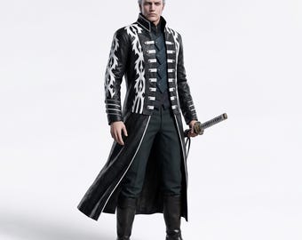 Vergil Devil May Cry 5 Cosplay Costume DMC 5 Vergil Leather Coat and Vest DMC Cosplay Coat