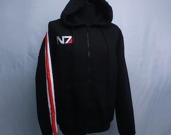 Mass Effect N7 Hoodie Black | Unisex Gaming Cosplay Zip Hoodie