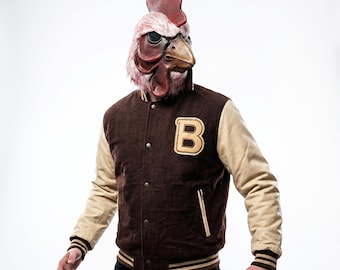 Inspired From Hotline Miami Jacket, Ryan Gosling Varsity Jacket, Videogame Cosplay Costume, Men's Baseball Wool Jacket