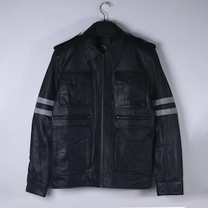 Resident Evil 6 Leon S Kennedy Jacket - Resident Evil Cosplay - Gaming/Biker Cosplay Costume - Leon Kennedy Stripes Jacket