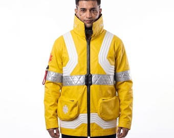 Cyberpunk 2077 David Martinez Inspired Yellow Faux Leather Jacket Edgerunner Cosplay Costume