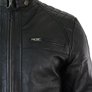 Men's Black Leather Biker Jacket Premium Motorcycle Styles for Men Vintage Brown, Bomber zdjęcie 3