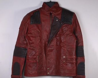 Guardians of the Galaxy Star Lord Leather Jacket - Red Chris Pratt Cosplay Jacket - Peter Quill Star Lord Leather Jacket