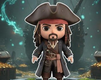 Captain Jack Sparrow Chibi 3D Print File | Pirate Model (STL OBJ FBX)