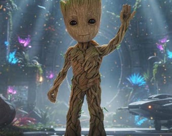 Baby Groot Chibi 3D Print Model | Guardians of the Galaxy Sculpture (STL, OBJ, FBX)