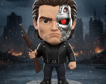 Terminator T-800 Chibi 3D Print File | Sci-Fi Cyborg Model (STL OBJ FBX)