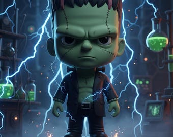 Chibi Franken-Monster 3D Print File | Spooky Halloween Model (STL OBJ FBX)