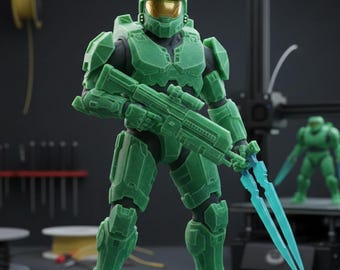 Halo Master Chief Figure STL File - Energy Sword Pose - Collectible 3D Print Digital Download