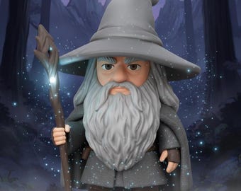 Gandalf the Grey Chibi 3D Print File | Lord of the Rings Model (STL OBJ FBX)