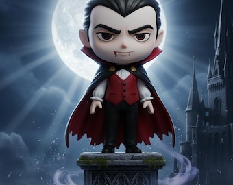 Chibi Vampire Count 3D Print File | Spooky Halloween Decor (STL OBJ FBX)