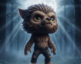 Chibi Werewolf 3D Print File | Halloween Monster Model (STL, OBJ, FBX)