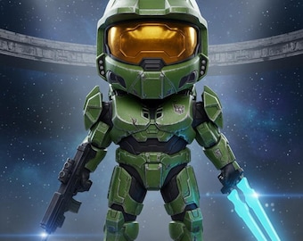 Master Chief Chibi 3D Print File | Halo Spartan Collector Model (STL OBJ FBX)