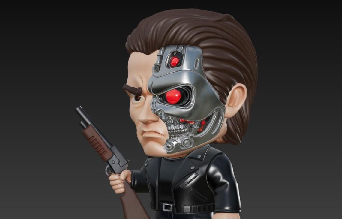 Terminator T-800 Chibi 3D Print File | Sci-fi Cyborg Model (STL OBJ FBX ...