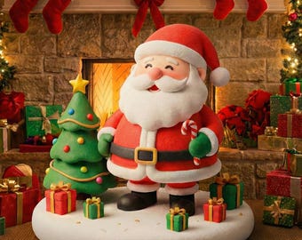Santa Claus Chibi Figure 3D Print File | Holiday Diorama (STL)