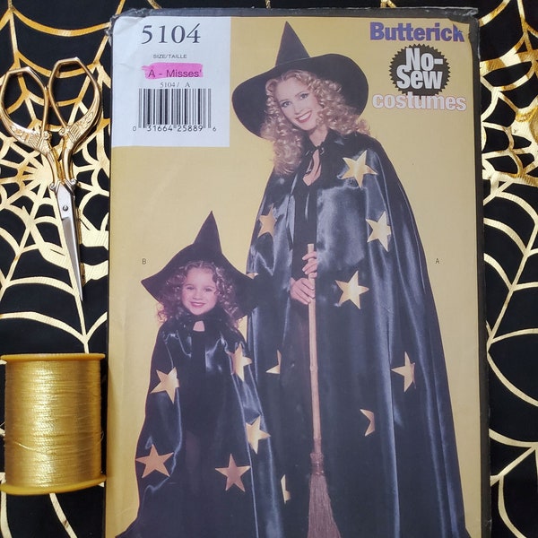 Retro 1990s Butterick No-Sew Witch Costume Craft Pattern, No Sewing Skills Needed!