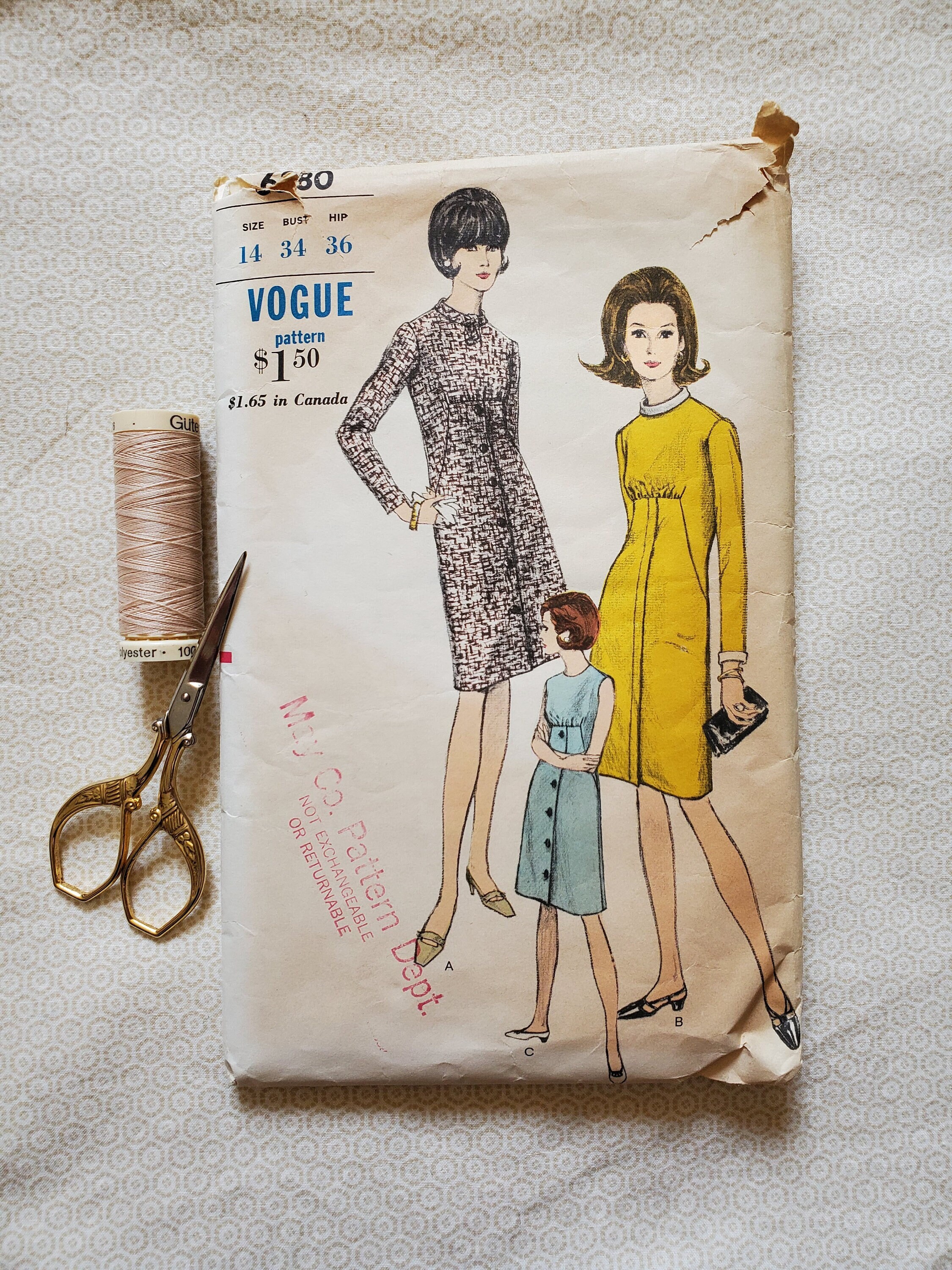 Retro 1960s Vogue A-line Dress Sewing Pattern, Eye-catching Details and  Classic Vintage Chic! - Etsy