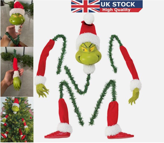 Funny Plush Grinch Head Arm Legs Ornament Holder Decoration Gift Christmas  Tree