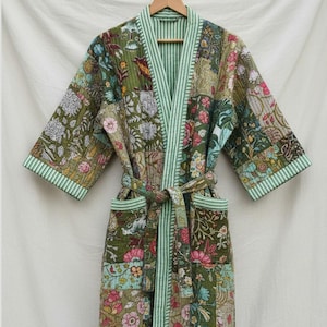 Gesteppte Jacke Roben Mantel Boho Patchwork Winter Jacke Roben Wendebar Bestickt