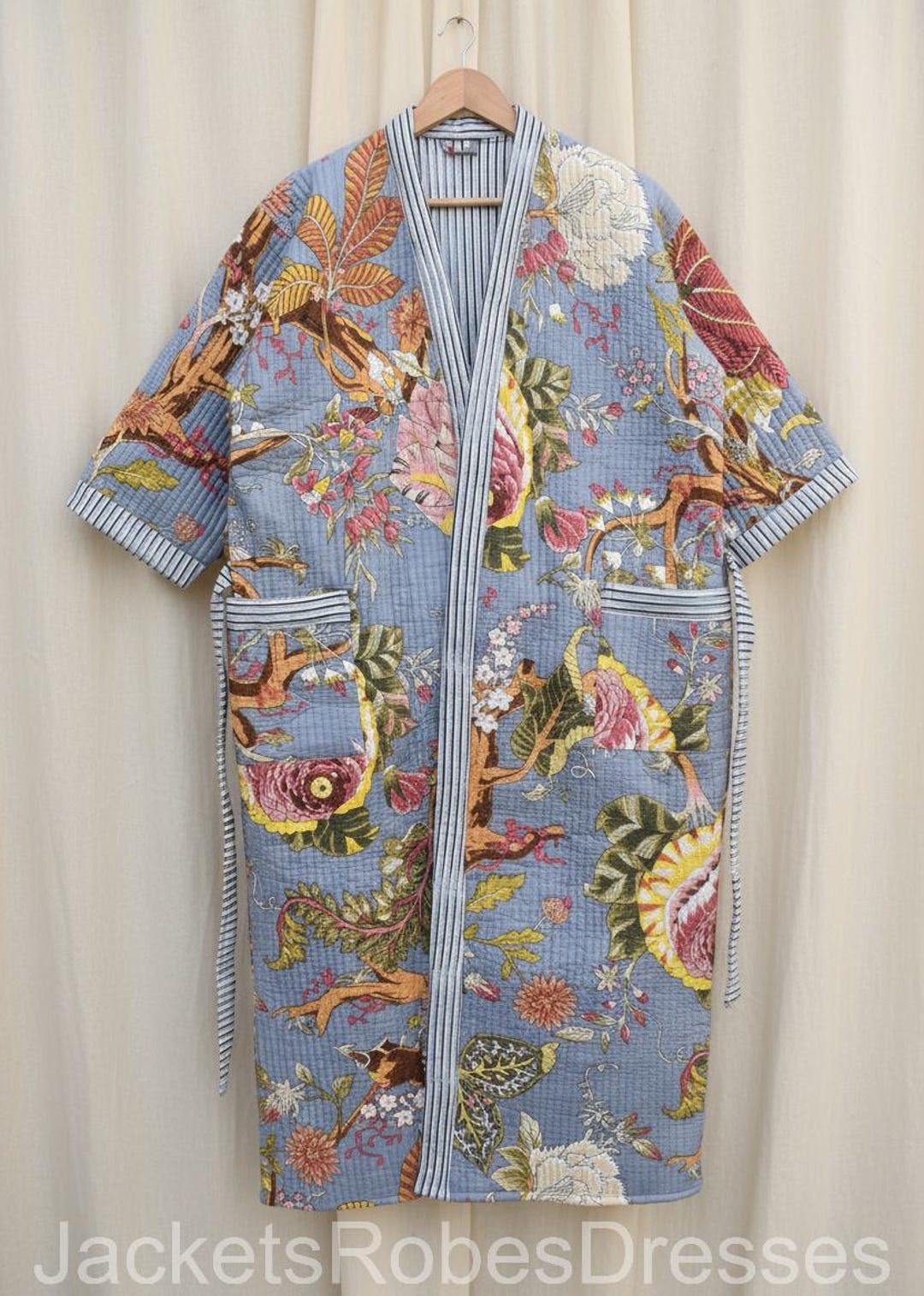 Jacket Like A Robe Quilted Jacket Robes Coat Boho Patchwork Winter Robes Reversible ...