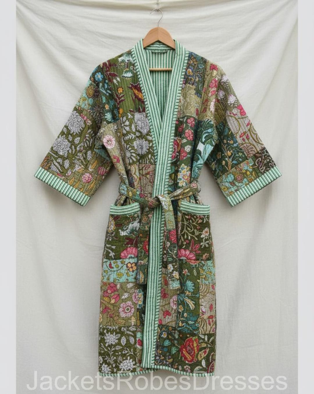 Quilted Jacket Robes Coat Boho Patchwork Winter Jacket Robes Reversible ...