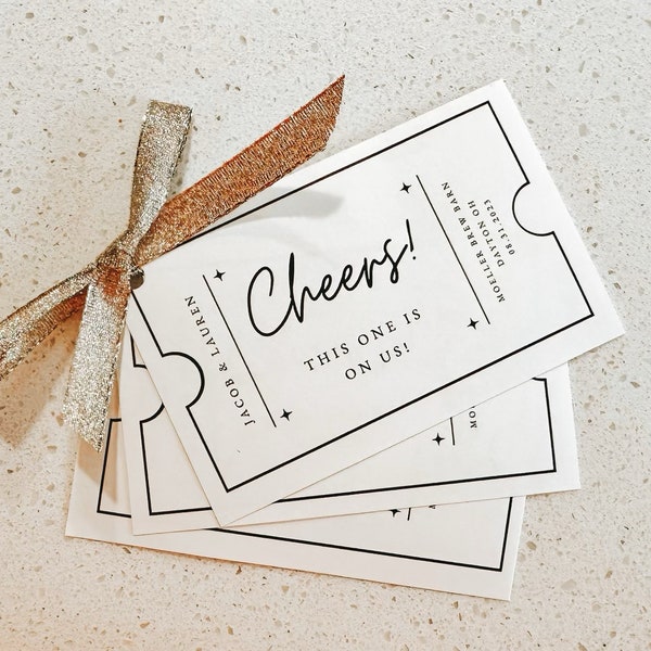 3 STYLES- Customizable Drink Tickets for Wedding, Rehearsal Dinner, Engagement Party, etc!