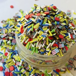 School Time Mix Eraser Pencil Bus Slime Polymer Clay Slice Slime Faux Bake Nail Art Faux Craft \Custom Mix\Back to School Sprinkles