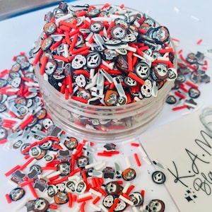 Boys of Horror Polymer Clay Slices\Sprinkles\Horror \Halloween\horror characters\tumblers\clay\movie\snow globe\faux baking\Slime Add in