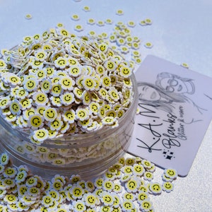 Daisy Smile Polymer Clay slices \Fake Bake\Sprinkle Slime Sprinkle Slices Faux Baking Nail Art Candle Making Resin Craft\tumblers\Smile