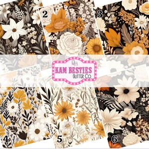 Fall Wildflowers Series 1 Bloemen Gedrukt Patroon Vinyl Permanent zelfklevend vel Vinylbladen Tumbler Wrap, Floral Boho DIY Vinyl Cricut