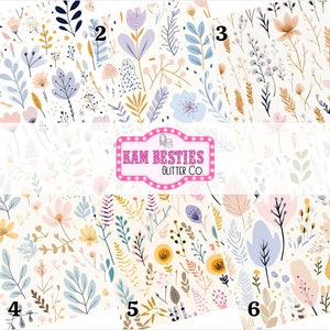 Pastel Wild Flowers Floral Serie 1 Blumen Gedruckt Gemusterte Vinyl Permanente Klebefolie Vinyl Sheets Tumbler Wrap, DIY Vinyl Cricut