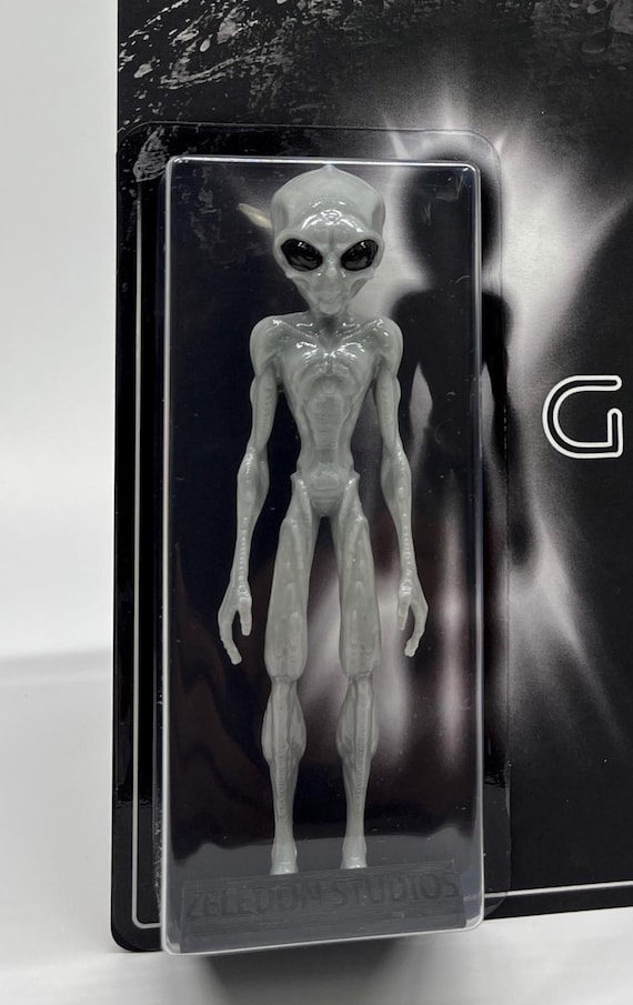 Grey Alien Figure – Handmade Extraterrestrial Collectible W/ Card