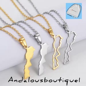 Collier pendentif carte drapeau marocain, acier inoxydable, bijoux marocains faits main, cadeau pour homme et femme.