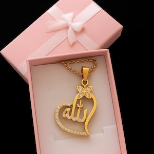 Islamic Allah stainless steel pendant necklace, Arabic charm, Muslim jewelry, Religious gift for Eid, Ramadan gift, women gift.