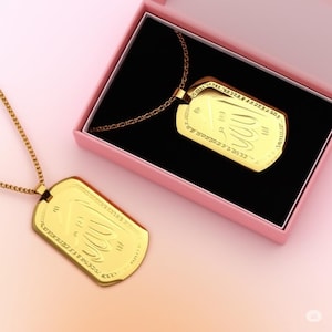 allah stainless steel pendant religious arabic islamic necklace.